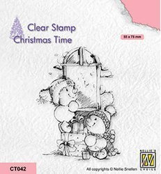 NELLIE'S Transparent Stempel Motivstempel Clear Stamp, Schneemänner mit Geschenken